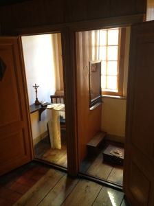 The confessional booth.